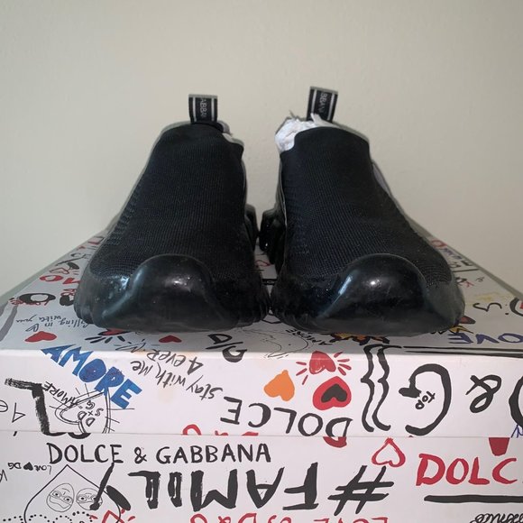 Dolce&Gabbana Black Sorrento Sock Knit Melt Sneakers Trainers - Made In Italy - Picture 2 of 5